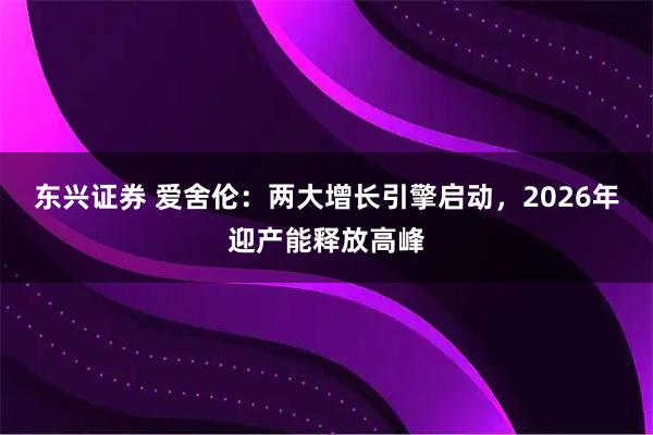 东兴证券 爱舍伦：两大增长引擎启动，2026年迎产能释放高峰