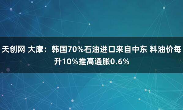 天创网 大摩：韩国70%石油进口来自中东 料油价每升10%推高通胀0.6%