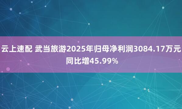 云上速配 武当旅游2025年归母净利润3084.17万元 同比增45.99%